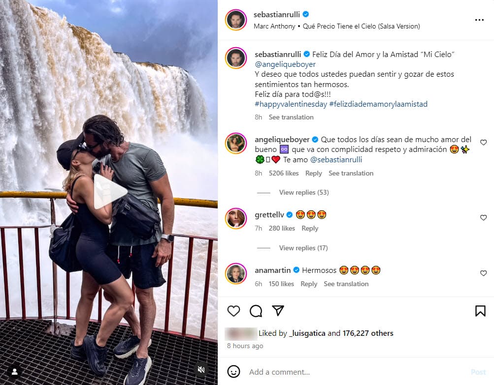 El mensaje de Sebastián Rulli a Angelique Boyer por el Día de San Valentín.