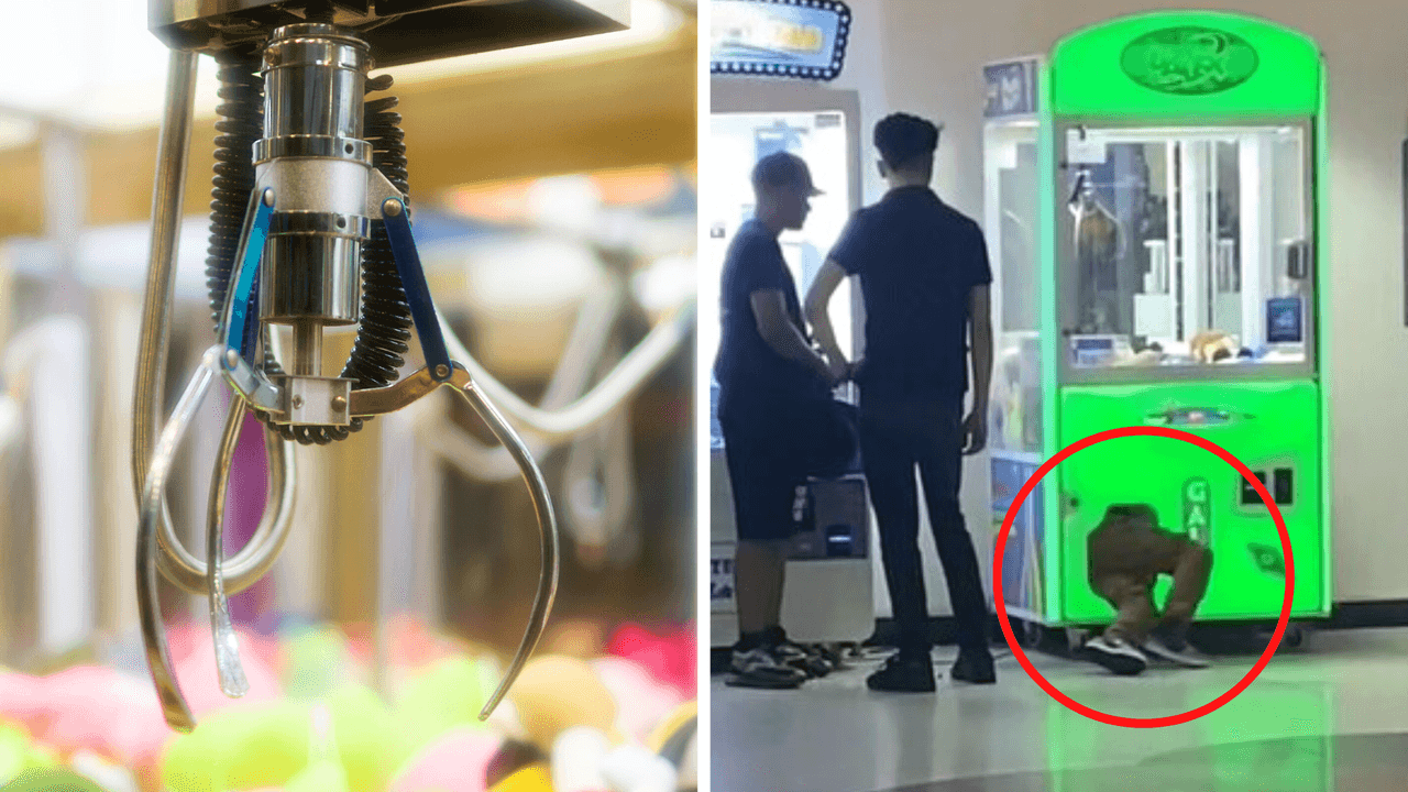 Niño se mete a máquina de juguetes y saca un peluche para su hermana: su gesto causa polémica