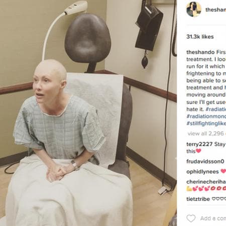 Shannen Doherty en su primera sesión de radioterapia (c) Instagram