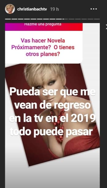 Un par de horas más tarde, le preguntaron si tiene planes de hacer más novelas y la respuesta fue: "Puede ser que me vean de regreso en 2019. Todo puede pasar".
