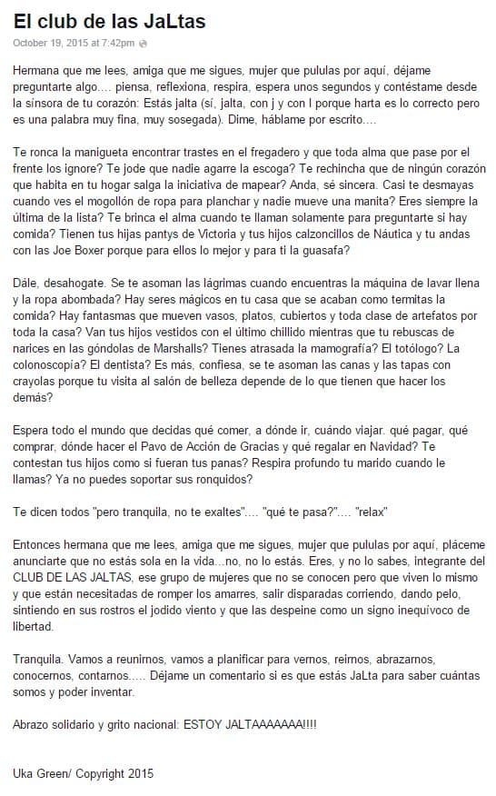 Uka Green hace llamado a las mujeres que están 'Jaltas"