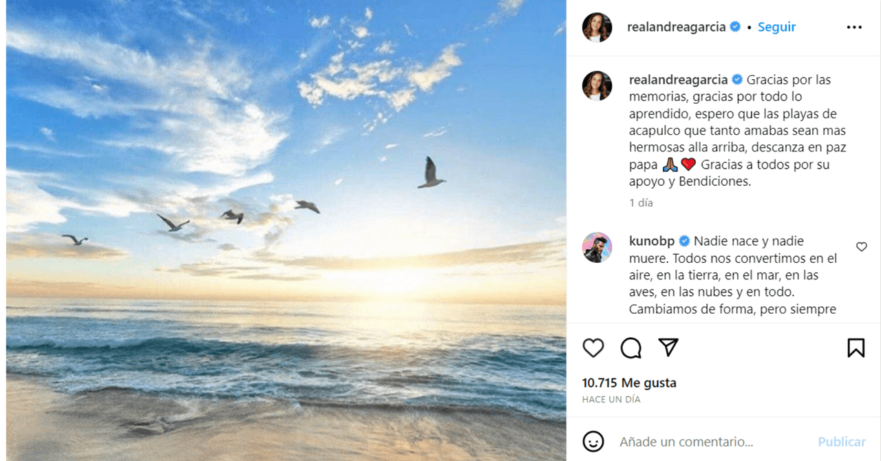 Tras la muerte de Andrés García, su hija Andrea se despidió de él