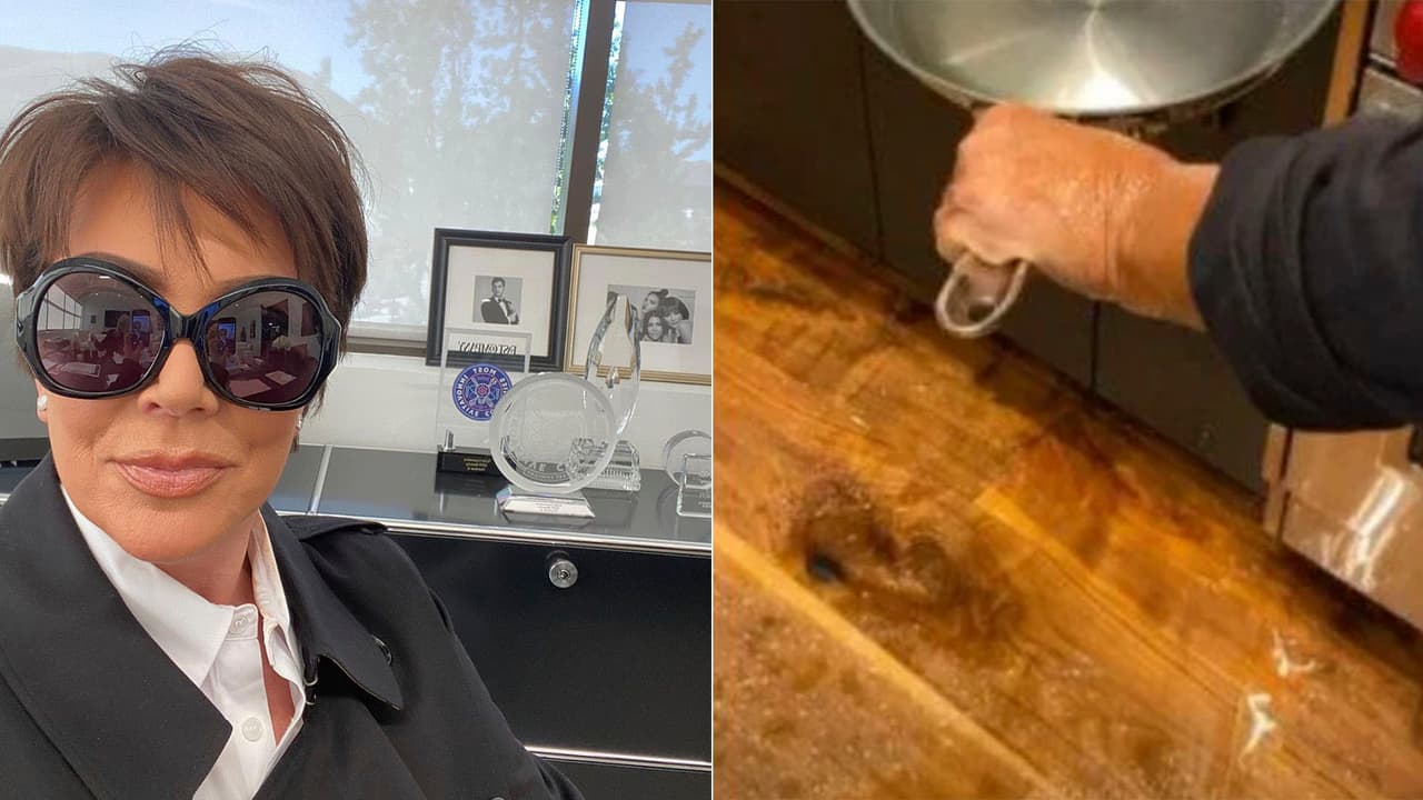 <b>Kris Jenner</b>, la mamá de las Kardashian, tuvo la buena intención de hacerle la cena a su familia, pero regó todo el aceite antes de empezar a cocinar.
