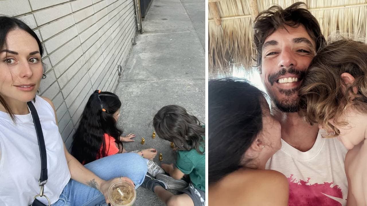 Zuria Vega y Alberto Guerra junto a sus hijos, Lúa y Luka.