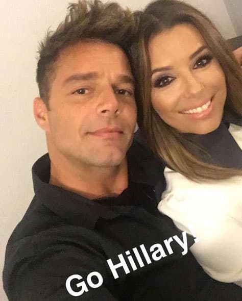 Dos super estrellas latinas juntas, Ricky Martin y Eva Longoria apoyando a Hillary Clinton.