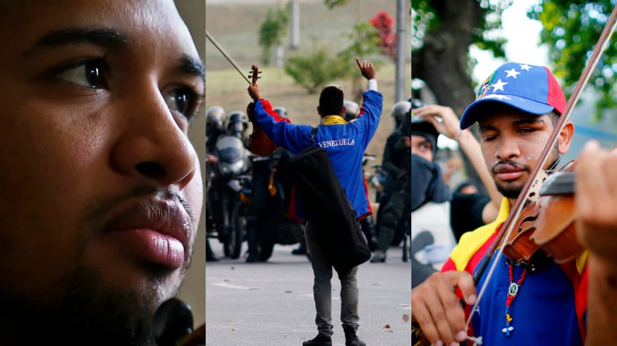 Violinista que fue uno de los rostros de las protestas en Venezuela rehace su vida en Nueva York