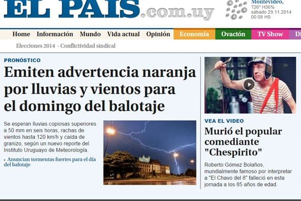 El País de Uruguay lo publicó como una de sus notas principales.