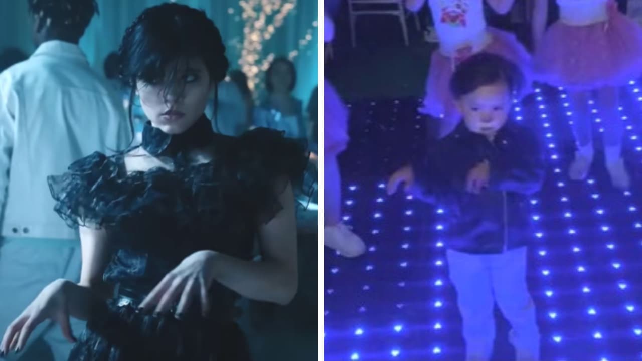 El niño demostró ser un ferviente fan del baile de Merlina