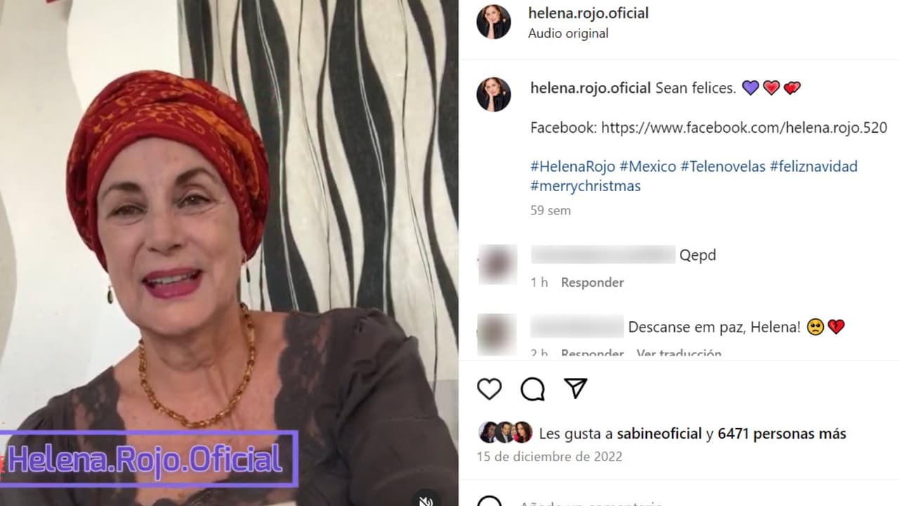 Esta fue la última publicación que hizo Helena Rojo en Instagram antes de morir. Fue en diciembre de 2022 en vísperas de la Navidad de ese año.
