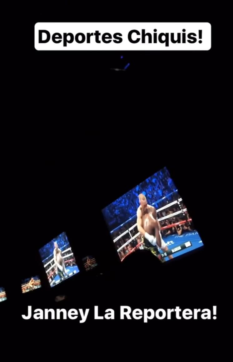 Narró en vivo la pelea desde su cuenta de Instagram, nombrando la transmisión como Deportes Chiquis. Por si fuera poco, la narración la hizo en inglés y en español desde un bar.