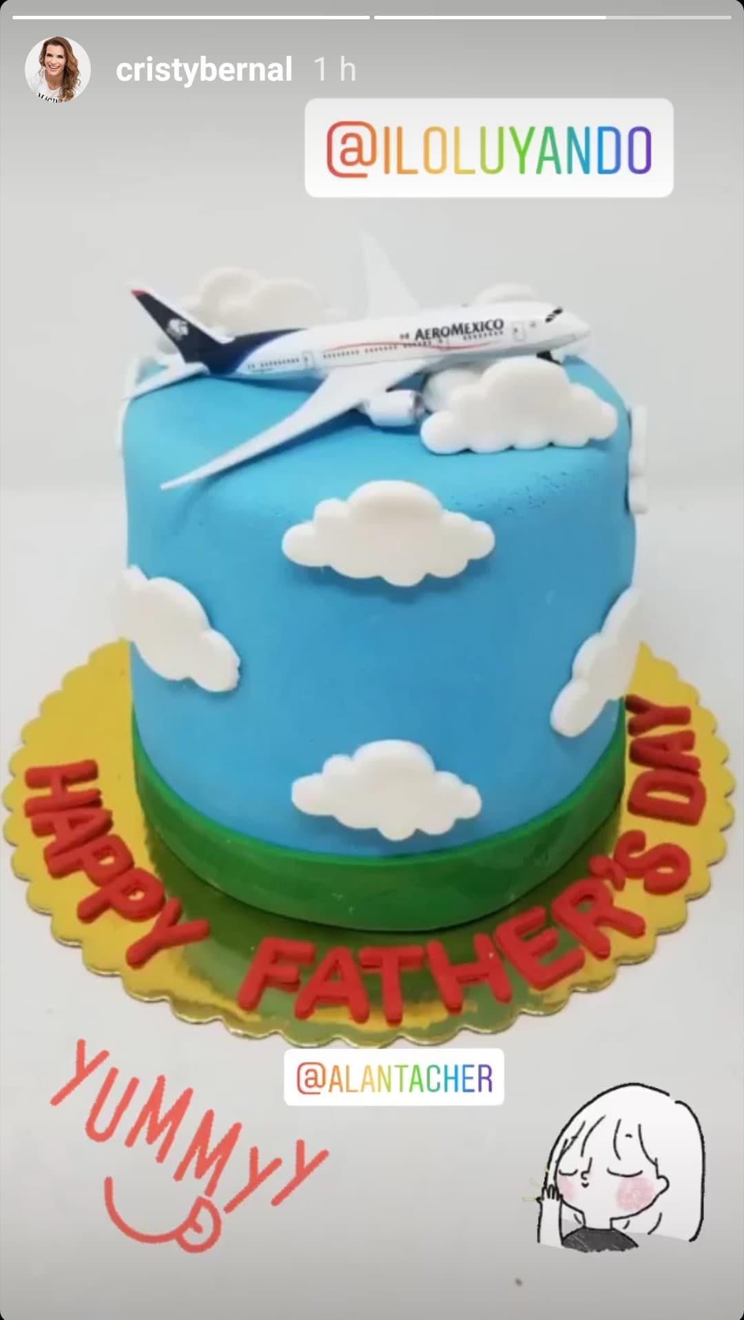 Cristy compartió con sus seguidores los pormenores del festejo y este fue la torta que degustaron en esta fecha especial.