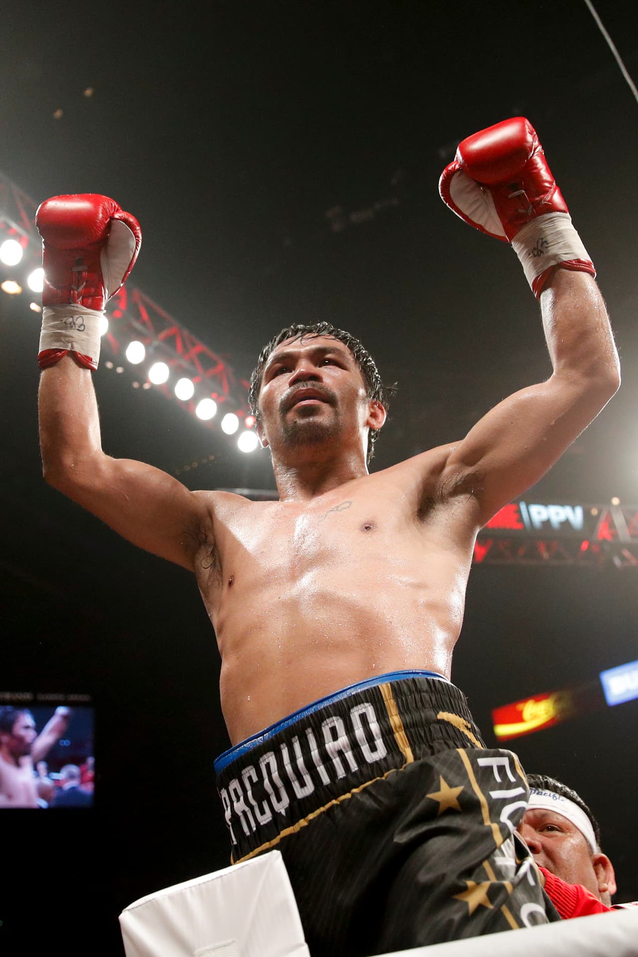 Las tarjetas finales a favor de Pacquiao fueron: 117-111, 116-112 y 116-112 para su victoria por decisión unánime.