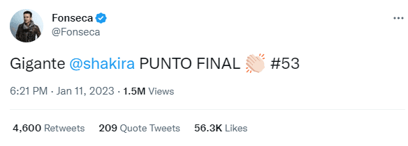 Fonseca Tweet Shakira