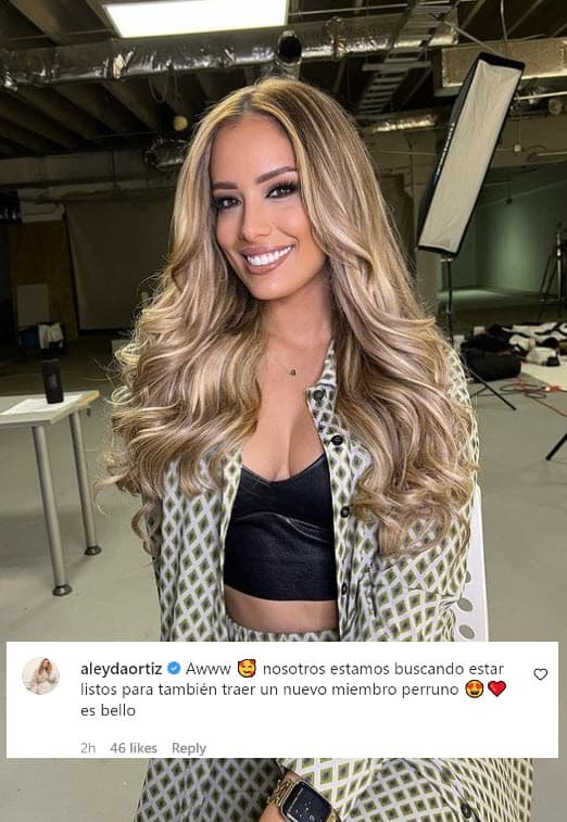 Su amiga Aleyda Ortiz felicitó a la pareja y confesó que ella también está buscando un "nuevo miembro perruno".
<br>