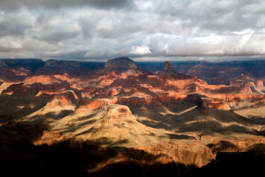 A general view of the South Rim of the Grand Canyon in Grand Canyon National Park, Arizona, on February 13, 2017. / AFP PHOTO / RHONA WISE (Photo credit should read RHONA WISE/AFP/Getty Images)