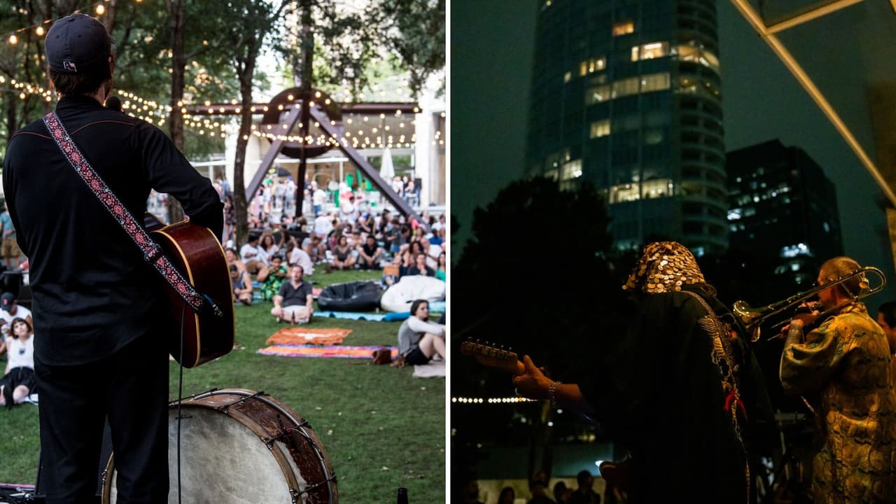 <h3 class="cms-H3-H3">✅ Recomendaciones</h3>
<br>
<b>Llega antes de las 7 p.m.</b> si quieres buen lugar para el concierto o la película.
<br>
<b>No se permite entrar con comida</b>, bebida, ni sillas.
<br>
<b>En caso de lluvia</b>, las actividades se trasladan al interior.