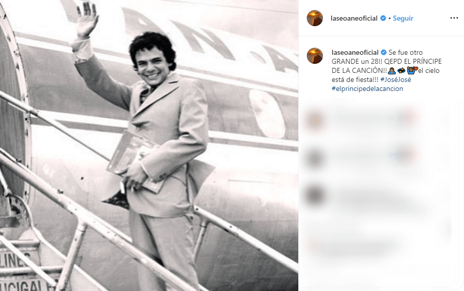 Mariana Seoane, dedicó un mensaje lleno de tristeza, pero mucha luz. "Se fue otro grande un 28!! QEPD EL PRÍNCIPE DE LA CANCIÓN!!🙏🏽el cielo está de fiesta!!! #JoséJosé".