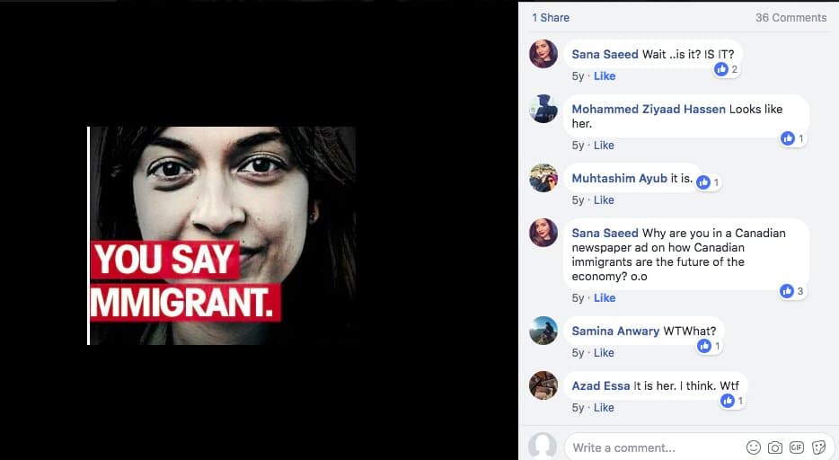 Hace seis años, la escritora surafricana Shubnum Khan descubrió gracias a un amigo, una publicidad que tenía su rostro promoviendo la inmigración en un periódico canadiense.