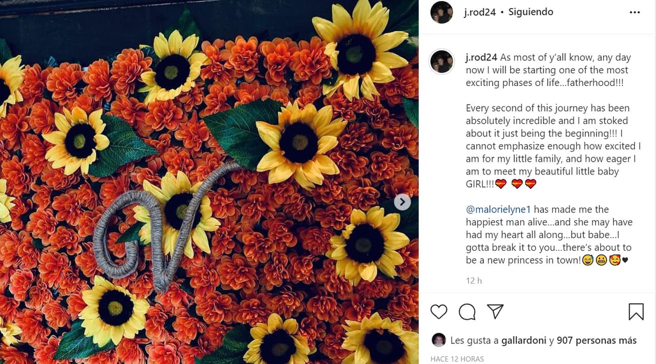 "En estos días 
<b><a href="https://www.instagram.com/p/CUonNE5s3VYcNHh8gTZebv1gidnqN2hfjV8hb00/?utm_medium=copy_link" target="_blank">comenzaré una de las fases más emocionantes de la vida</a></b>... ¡la paternidad!", escribió junto un álbum con imágenes en las que deja ver el ultrasonido de su bebé y la pancita de embarazo de su pareja, Malorie Lyne. 
<br>