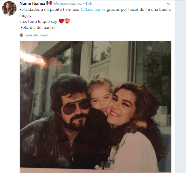 La hija del
<b>Flaco Ibáñez (</b>Jorjais) también celebró el Día del Padre con una fotografía familiar y una emotiva dedicatoria: "Felicidades a mi papito hermoso, gracias por hacer de mí una buena mujer. Eres todo lo que soy ¡Feliz día del Padre!"
<br>