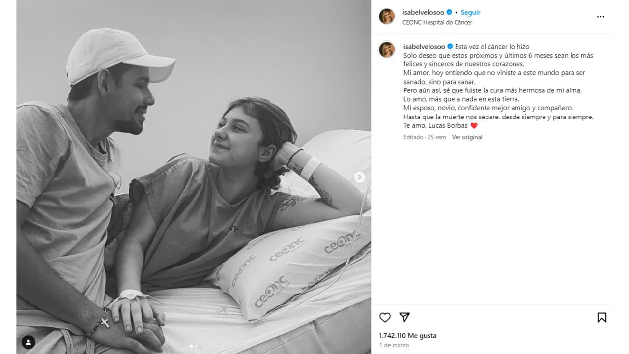 La influencer se encuentra bajo cuidados paliativos por cáncer.