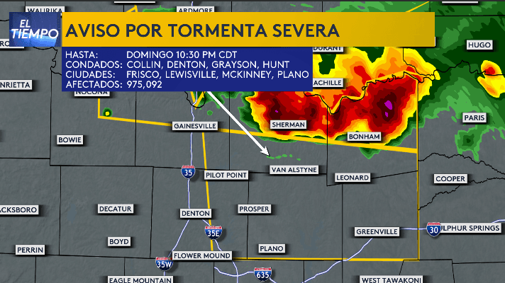 Este nuevo aviso es hasta las 10:30 p.m.