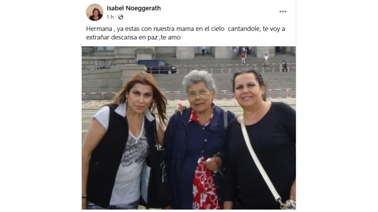 Isabel Noeggerath lamentó la muerte de su hermana en redes sociales.