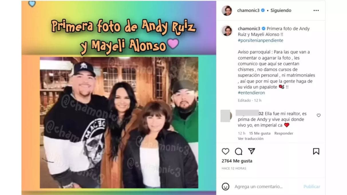 Mayeli Alonso y Andy Ruiz Jr. en su primera fotografía pública.