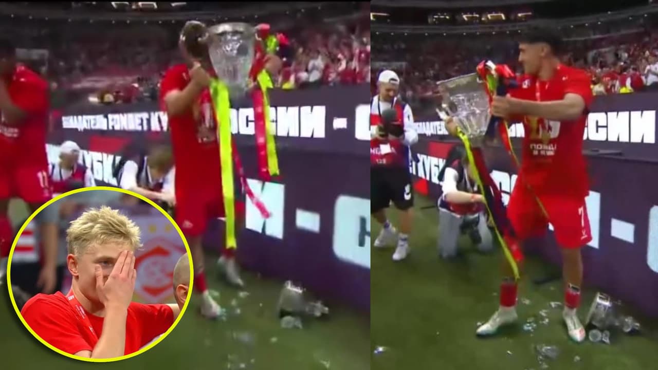 Pablo Solari rompe trofeo en pleno festejo en la liga de Rusia y se vuelve viral
