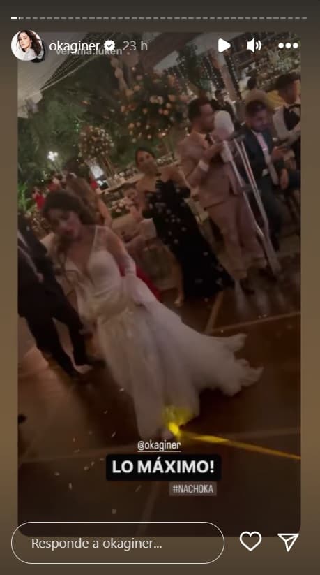 La actriz mexicana disfrutó la recepción de su boda y bailó al ritmo de ‘Crazy in love’ mientras sus amigos la aplaudían. 
<br>