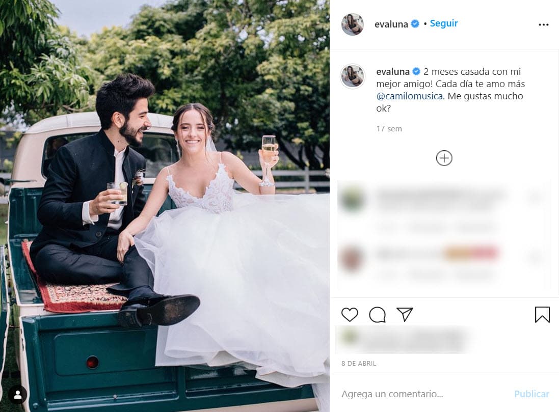 Los intérpretes de 'Por primera vez' se casaron el
<b> 8 de febrero de 2020 en Miami</b>, en una boda a la que asistieron 350 invitados, reportó 
<a href="https://mx.hola.com/actualidad/20200219160999/boda-cantante-camilo-evaluna-hija-alejandro-montaner/" target="_blank">¡Hola!</a>
<br>