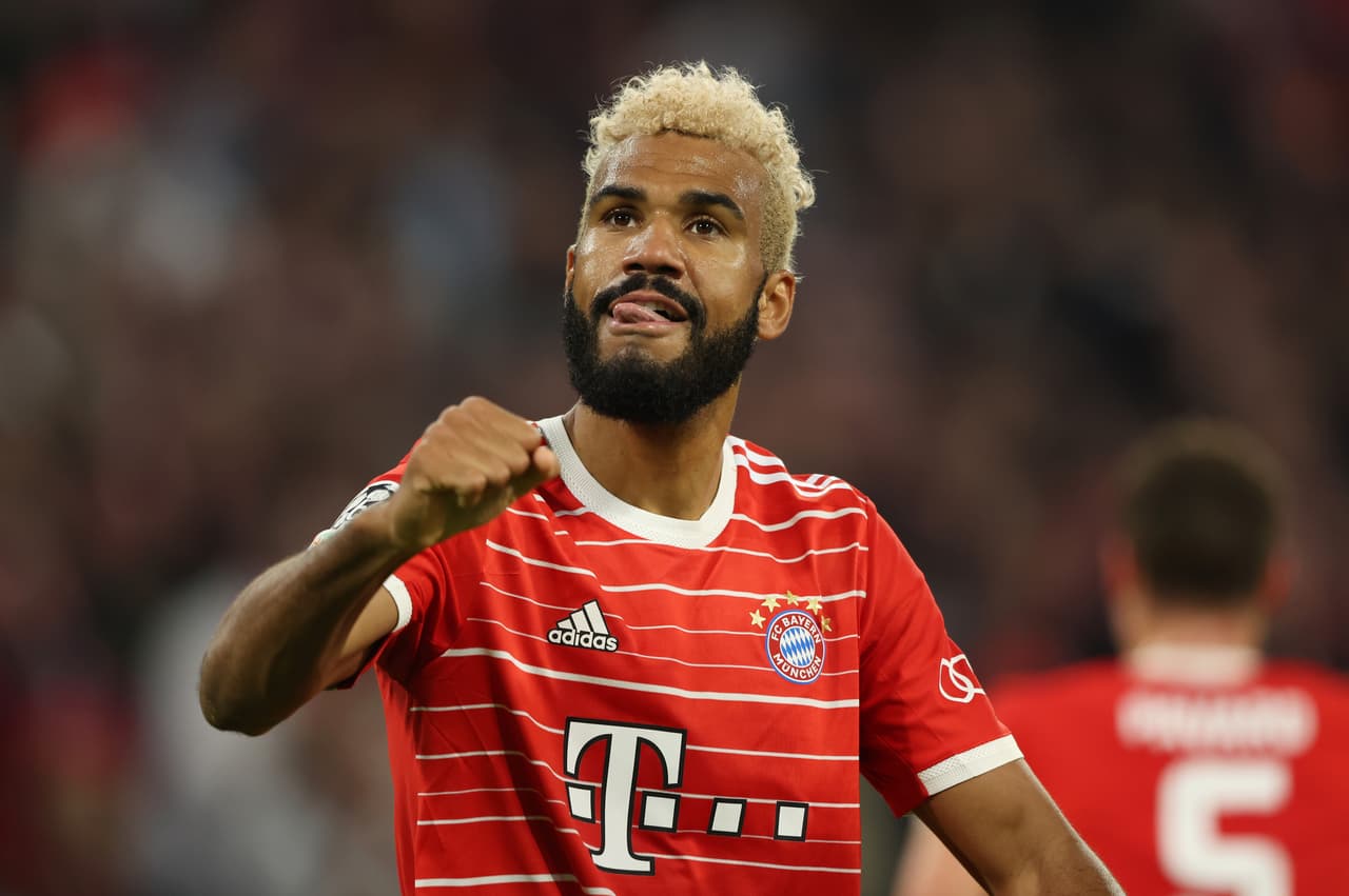 MUNICH, GERMANY - NOVEMBER 01: Eric Maxim Choupo-Moting of Bayern Munich celebrates after scoring their team's second goal during the UEFA Champions League group C match between FC Bayern München and FC Internazionale at Allianz Arena on November 01, 2022 in Munich, Germany. (Photo by Alexander Hassenstein/Getty Images)
