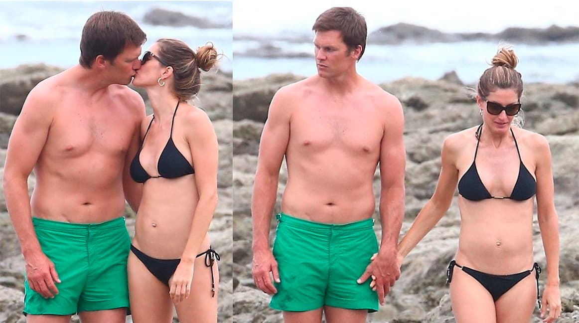 El mariscal de campo de los New England Patriots, Tom Brady, acompañado de su esposa, la modelo brasileña Giselle Bundchen, disfrutando de las vacaciones.