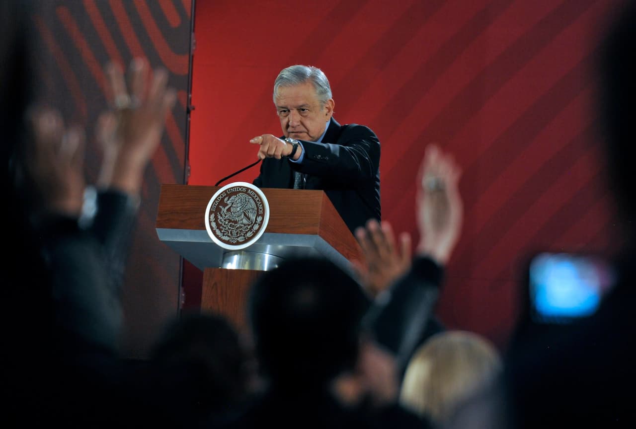 President Andrés Manuel López Obrador of Mexico speaking at his morning press conference.