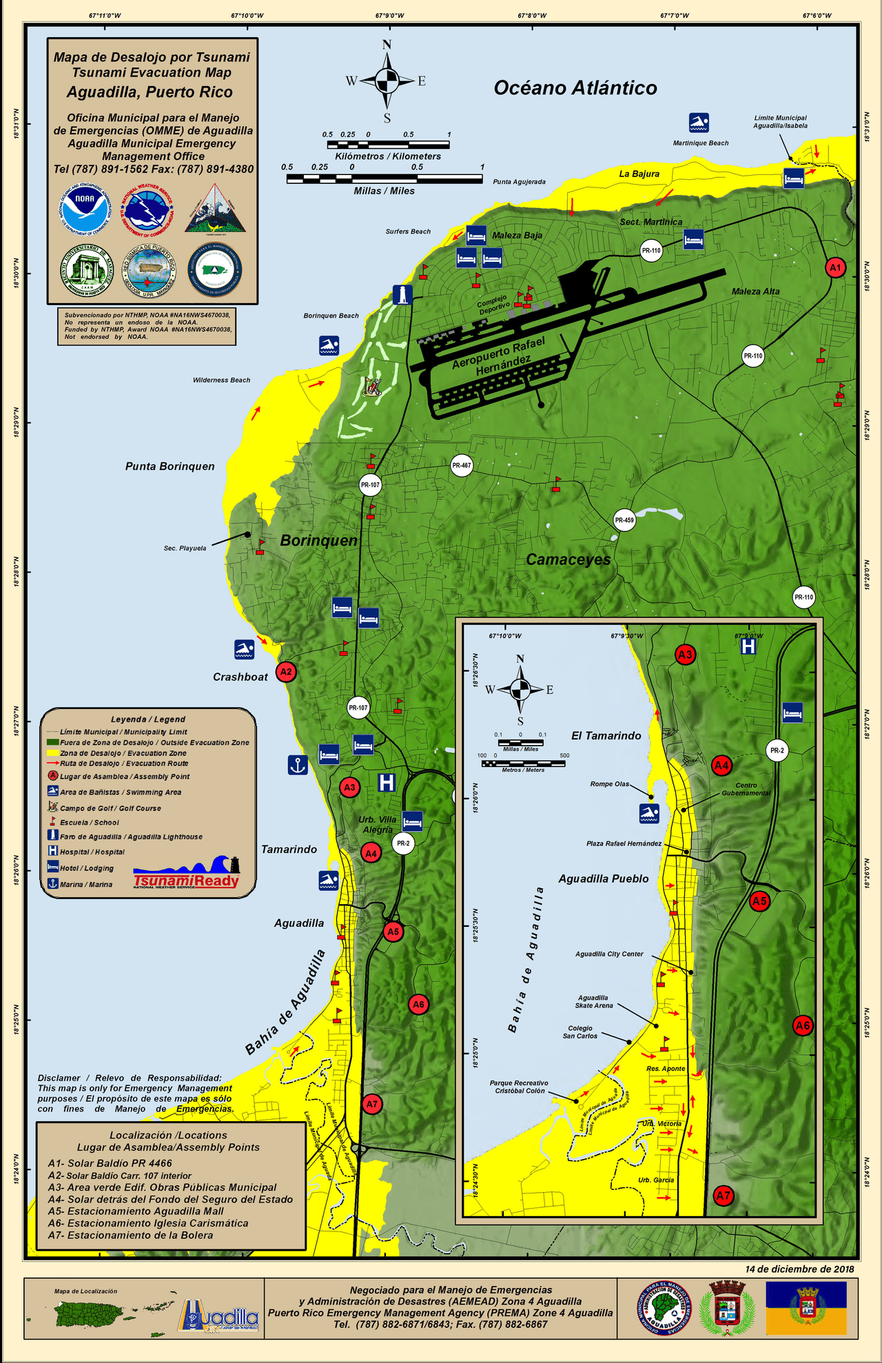 Mapa de desalojo de Aguadilla