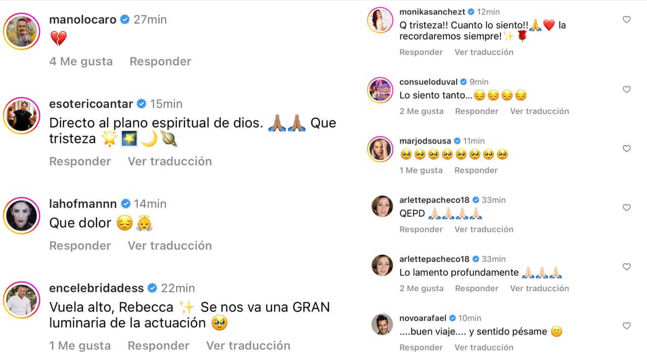 Marjorie de Sousa y Consuelo Duval son solo algunas de las celebridades que han expresado su dolor ante la muerte de Rebecca Jones.