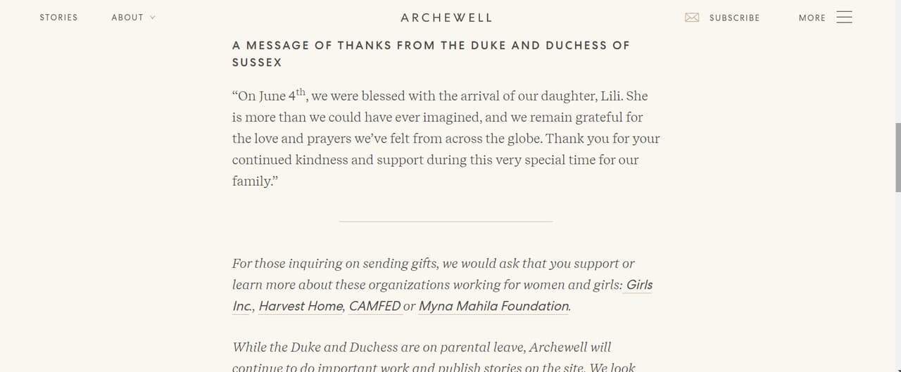 "Ella es más de lo que podríamos haber imaginado, y seguimos siendo agradecidos por el amor y las oraciones que hemos sentido en todo el mundo. Gracias por su continua amabilidad y apoyo durante este momento tan especial para nuestra familia".