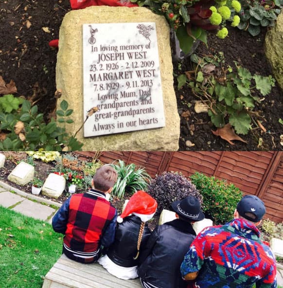 Pero David también llevó a sus cuatro pequeños a visitar la tumba de sus abuelitos.