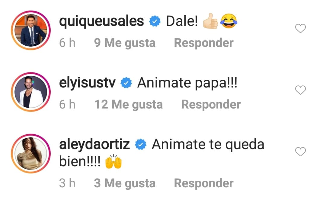 Enseguida, sus compañeros y amigos de Despierta América reaccionaron a la publicación y lo alentaron a darle la bienvenida a la peternidad.