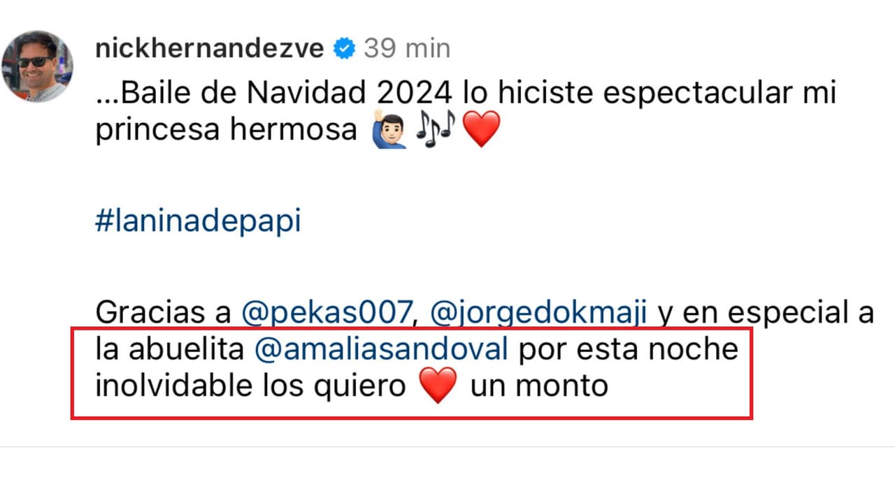 Este es el mensaje que le dedicó Nick Hernández a su suegra en Instagram tras criticarlo públicamente.