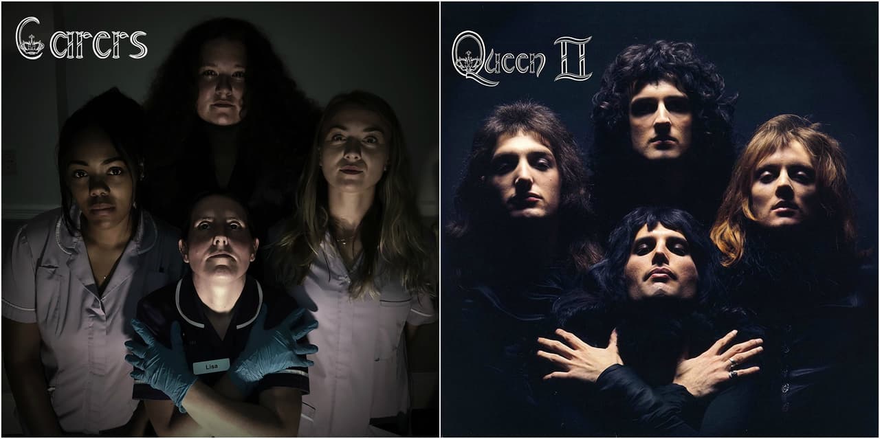 Los cuidadores y otros empleados de del hogar también participaron en el proyecto, y se lucieron al rehacer una de las portadas más conocidas de la banda Queen.