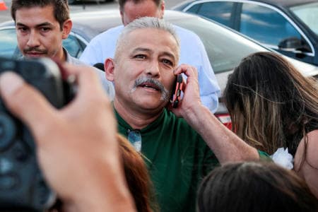 Rómulo Avélica speaks by phone after his release.