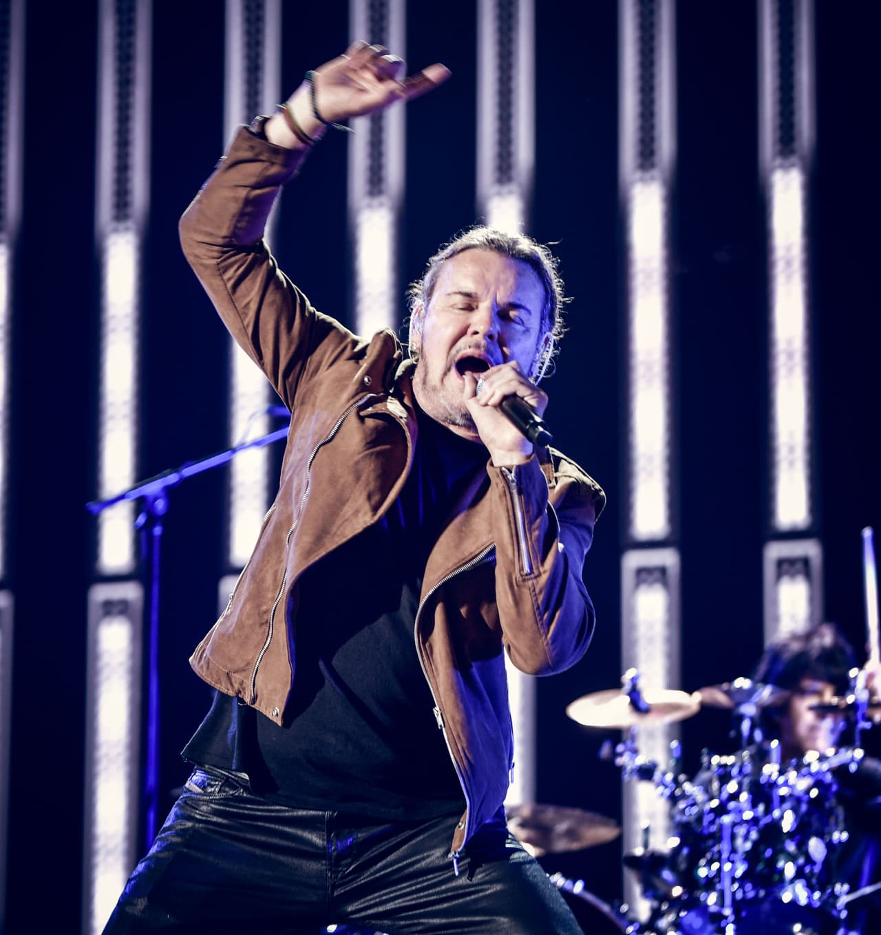 La veterana banda de rock Maná también acudió a los ensayos de Premio Lo Nuestro.
<br>