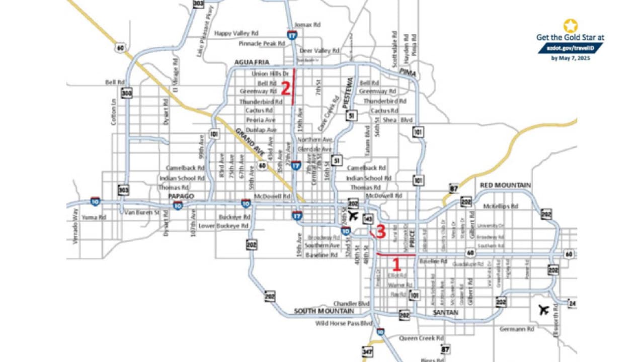 Afectaciones viales en Phoenix para el fin de semana