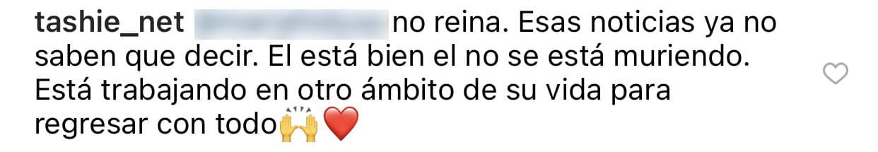 Otro seguidora insistió en la supuesta gravedad del venezolano: "Esas noticias ya no saben qué decir. Él está bien, 
<b>no se está muriendo</b>", insistió Araos. 
<br>