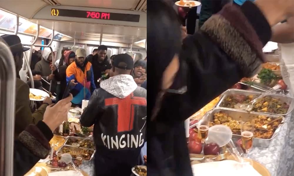Se viraliza video de pasajeros festejando cena de Thanksgiving en el subway de Nueva York