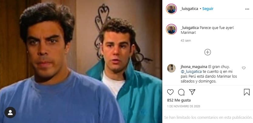 Luis Gatica, quien fue Chuy, el eterno enamorado de Marimar, sigue recordando su personaje con sus seguidores de redes sociales.
