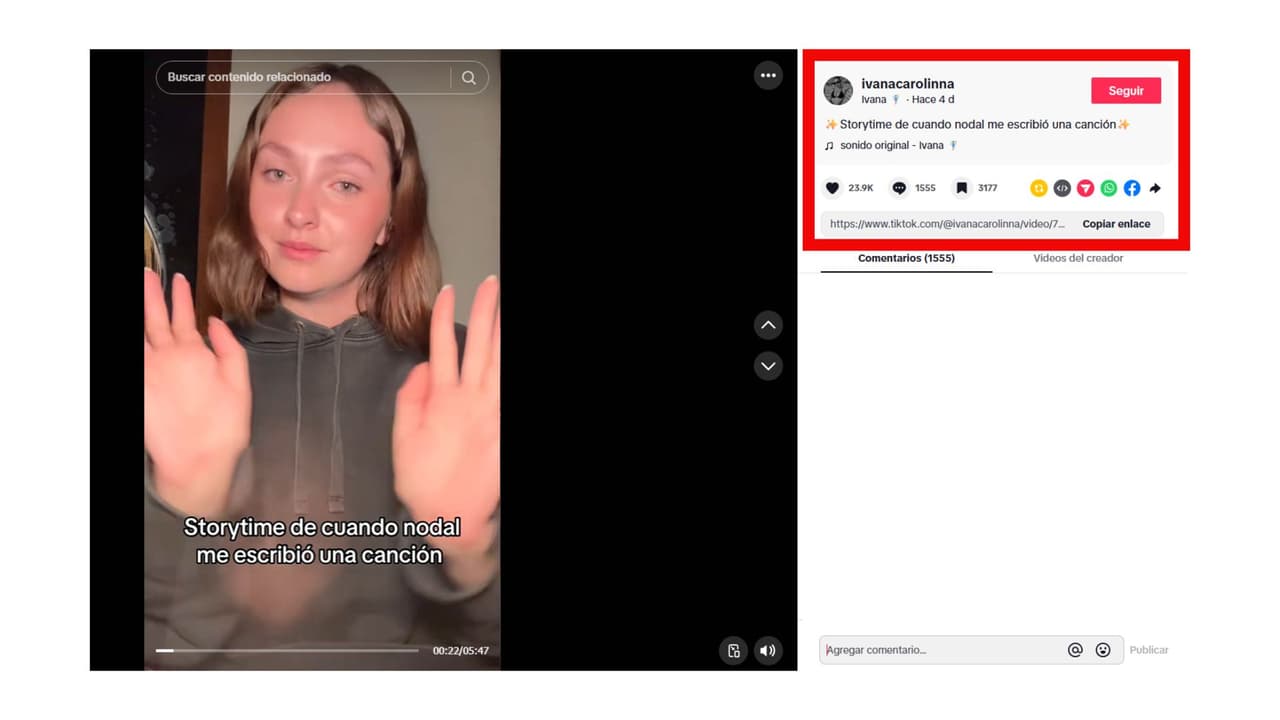 Ivana contó su supuesta historia con Nodal en TikTok.