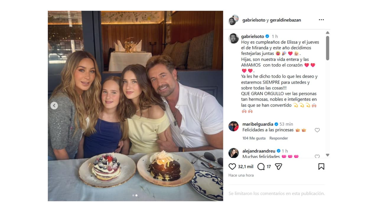 Gabriel Soto y Geraldine Bazán juntos por sus hijas.