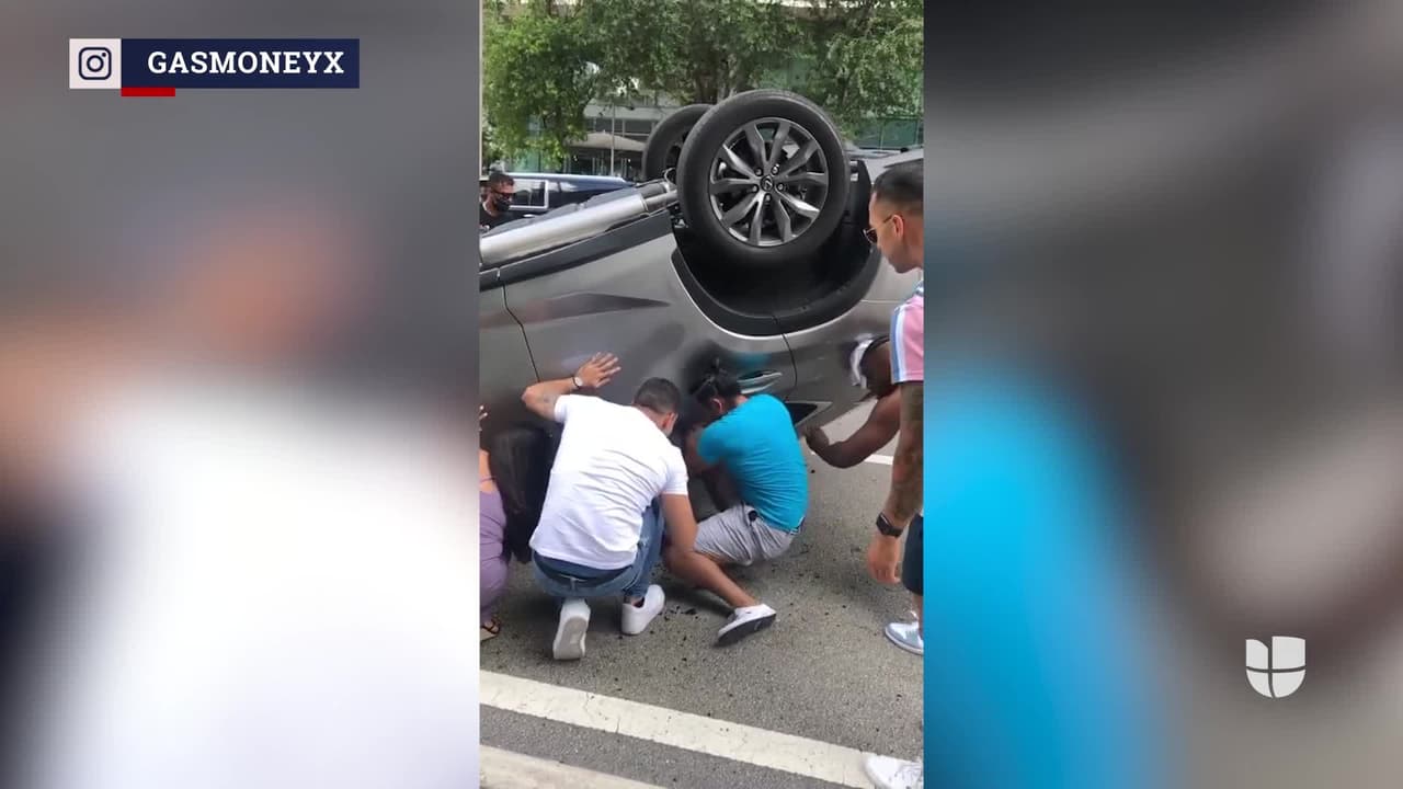 Video muestra dramático rescate realizado por buenos samaritanos tras accidente de tráfico en Miami